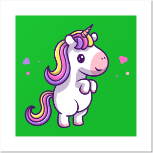 Cute Unicorn Standing Cartoon Posters and Art